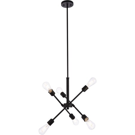 Living District Axel 6 Lights Black Pendant With Hanging Rod LD8015D18BLA